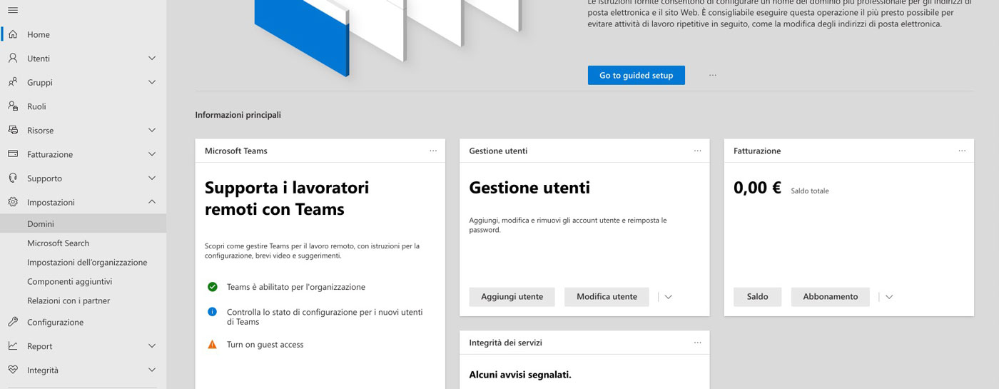 Pannello di Controllo Office 365